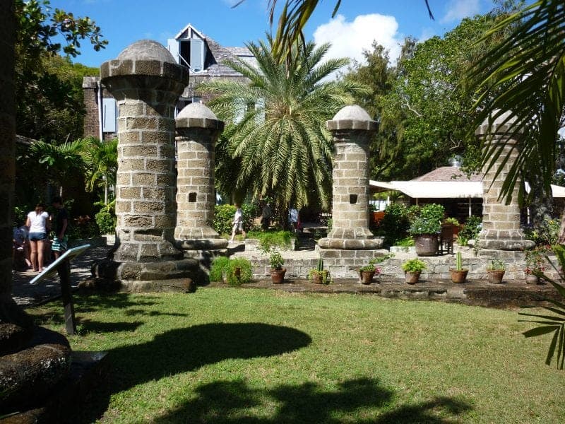 stone supports at nelsons dockyard a former british navy base in the caribbean