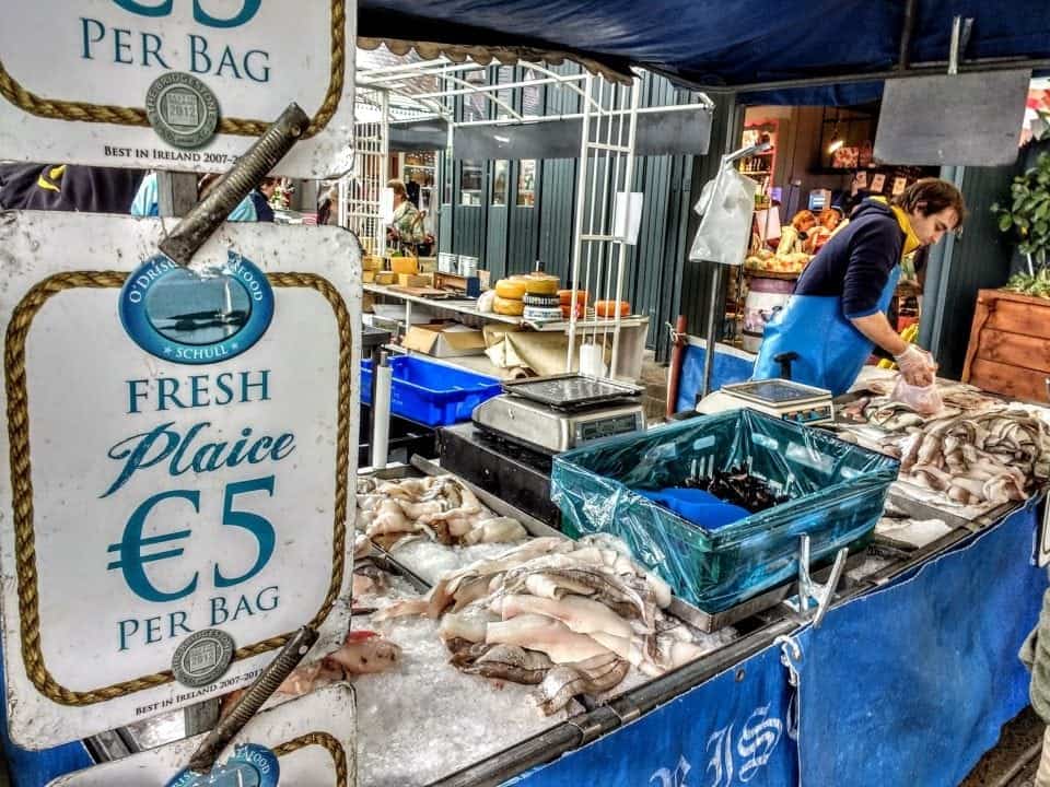 shopping for some fresh seafood at the English market in Cork