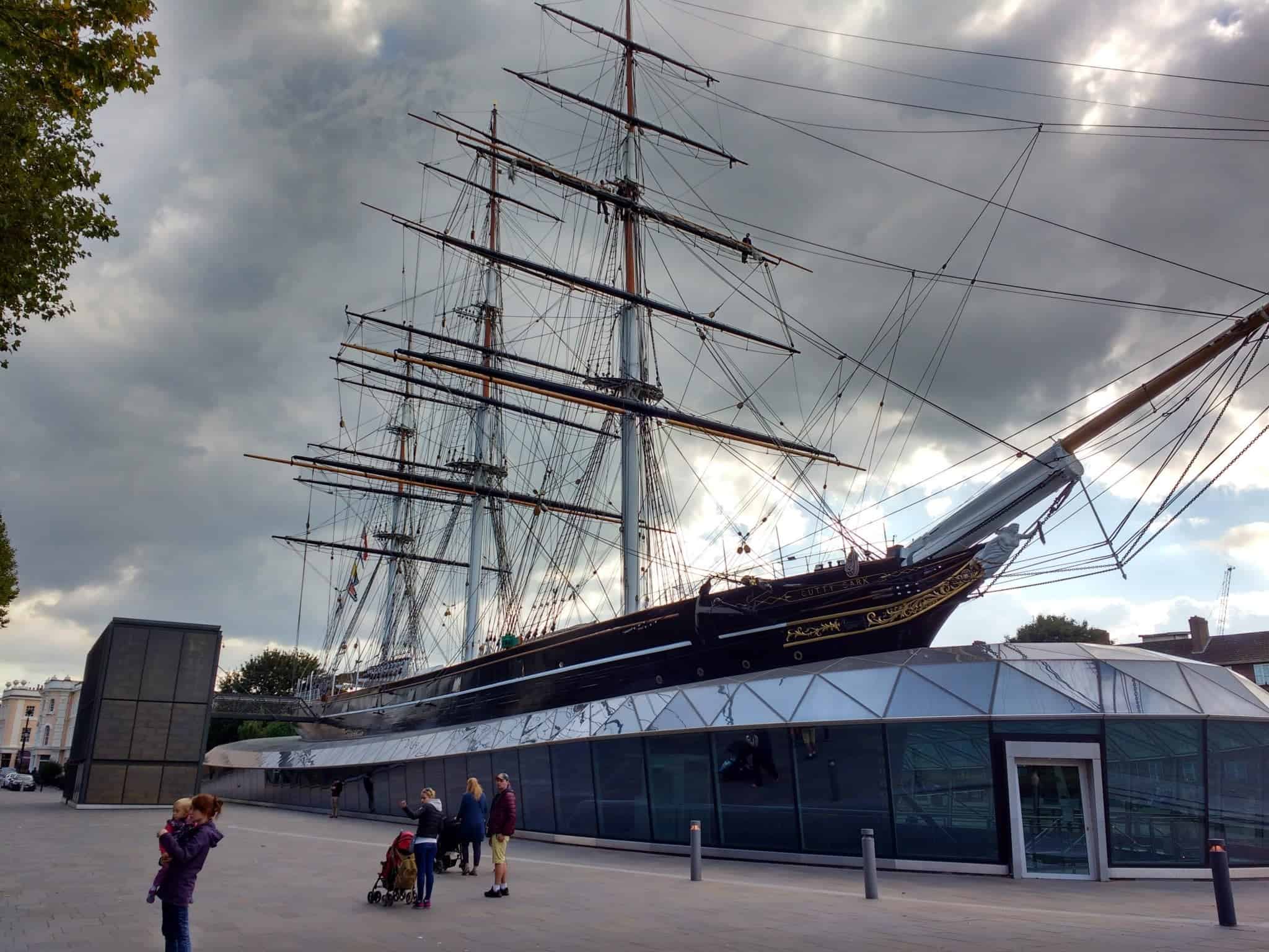 the awesome Cutty Sark ship on the Greenwich pier