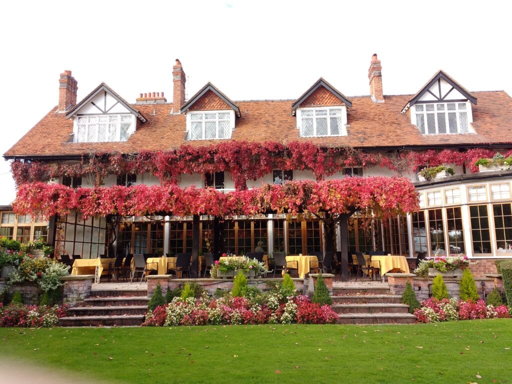 The French Horn Restaurant in Sonning Berkshire covered in Virigina Creeper