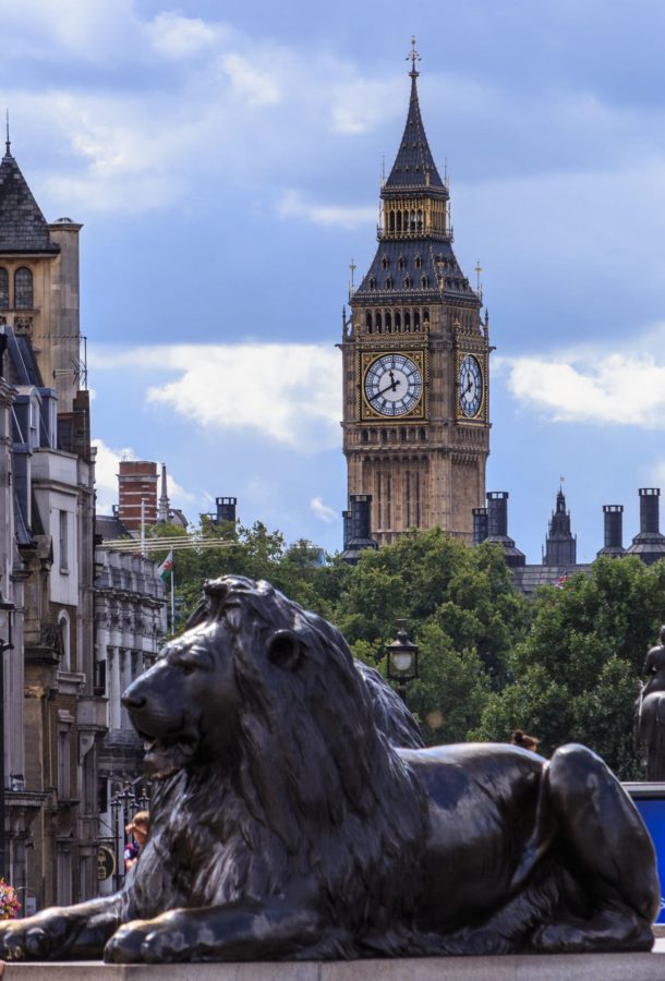 the gorgeous Trafalgar Square Lions in front of Big Ben