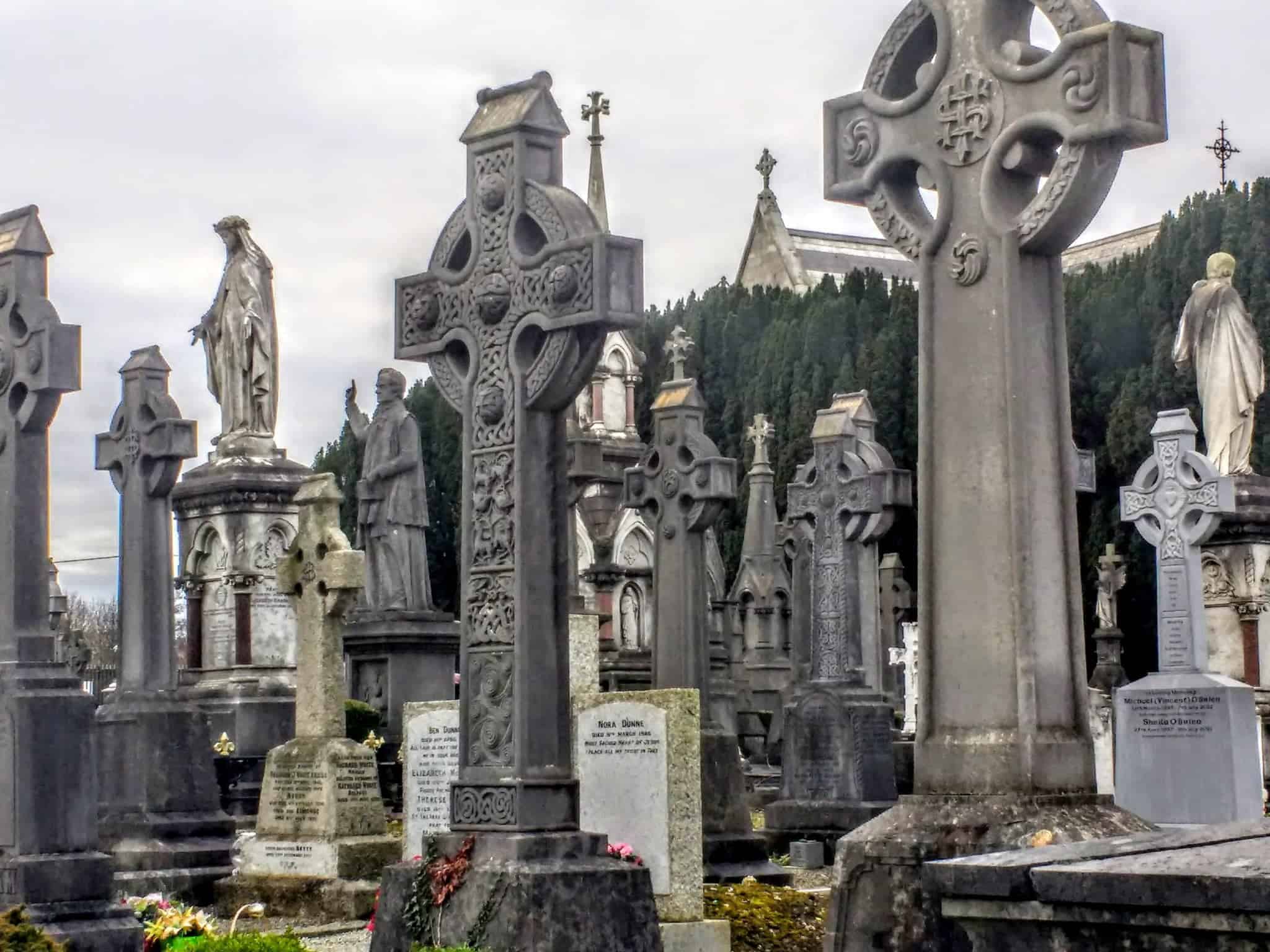 Dublin's Glasnevin Cemetery and Museumceltic crosses marking the graves