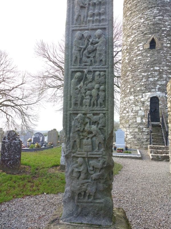 close up of the carvings on the high cross at Monasterboice & Kells 