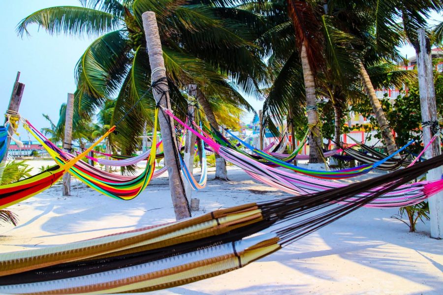 beautiful Mexican hammocks on the beach of the Yucatan