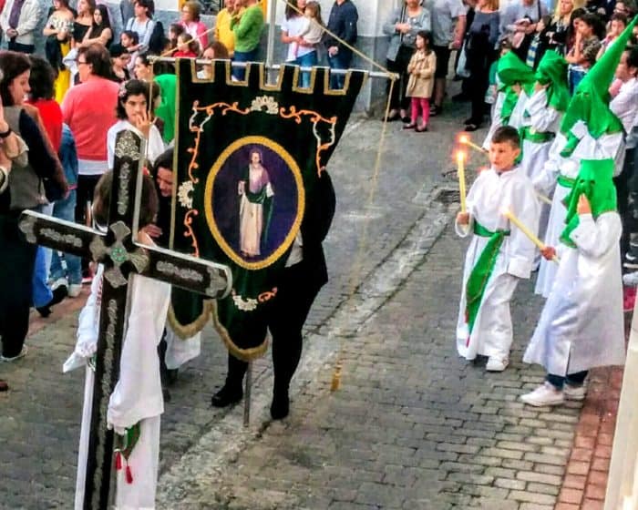 children getting ready for Semana Santa in Spain