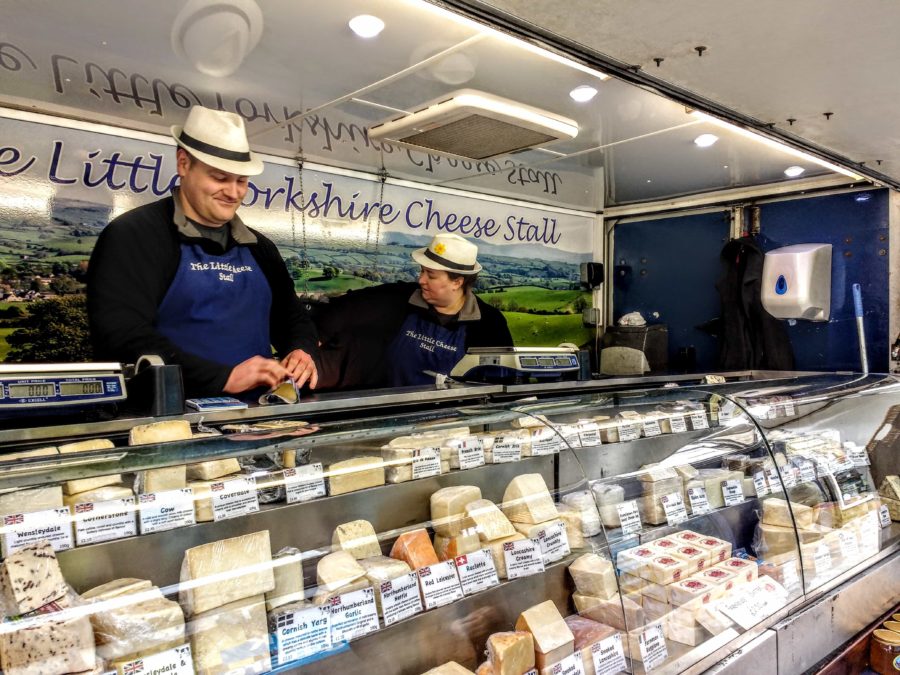  Yorkshire cheese for sale in a Yorkshire market town