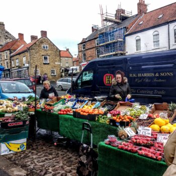 Yorkshire market town VAN SELLING FRUIT AND VEG IN Yorkshire