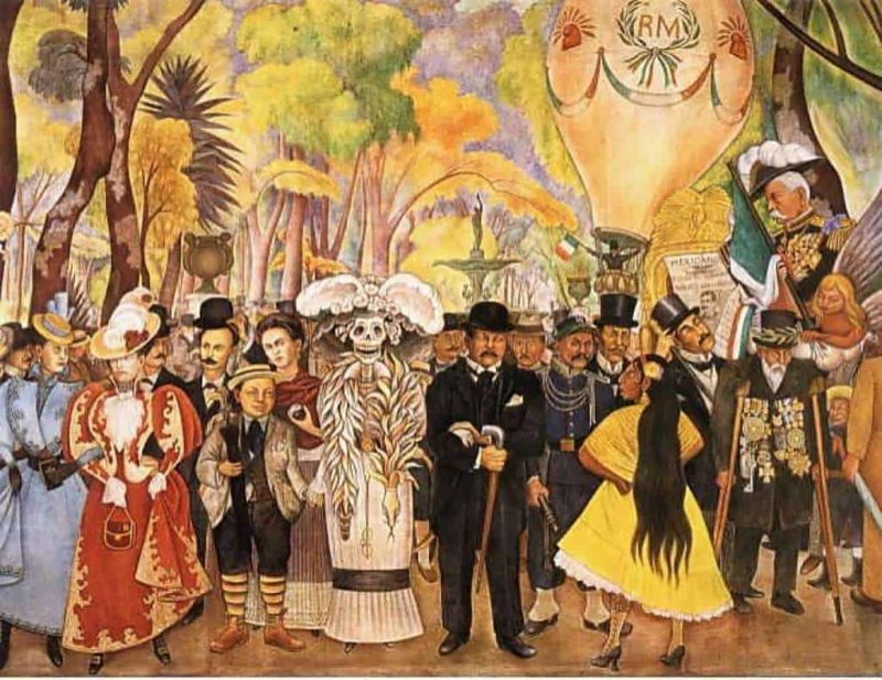 La Calavera Catrina is derived from Diego Rivera’s work Dream of a Sunday afternoon along Central Alameda.
