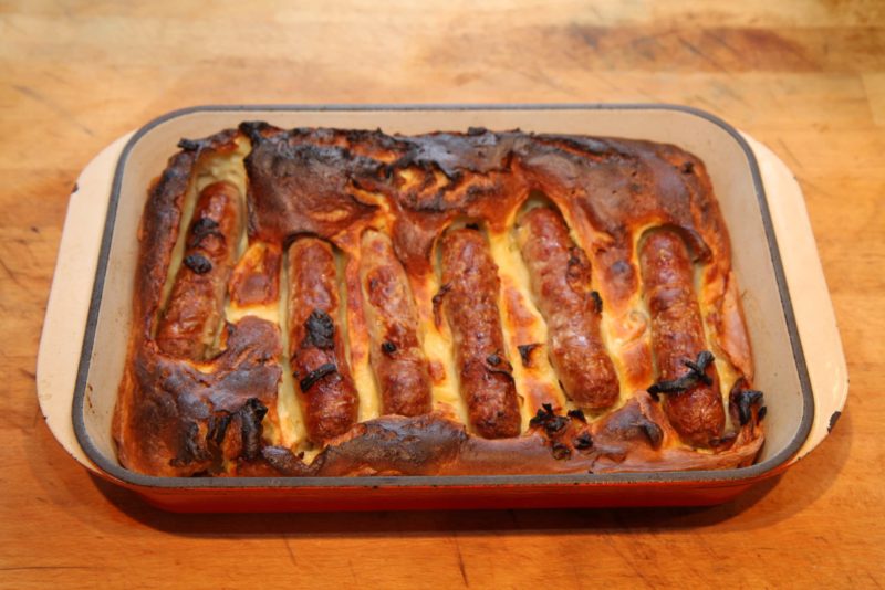 toad in the hole great British foods Yorkshire pudding with sausages