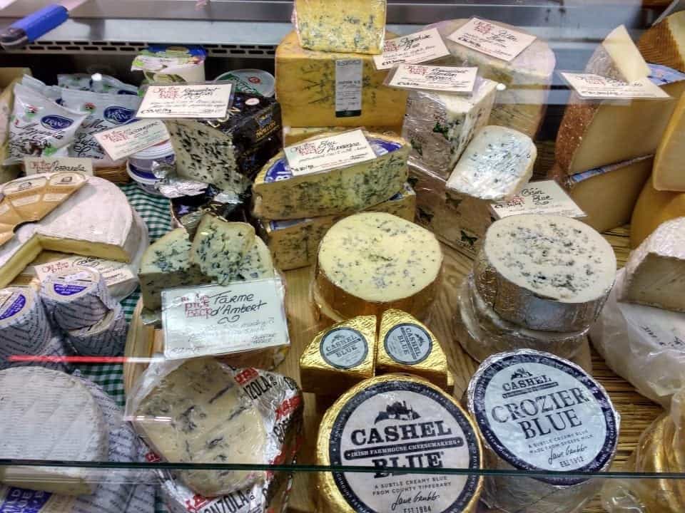 Irish cheeses at the market