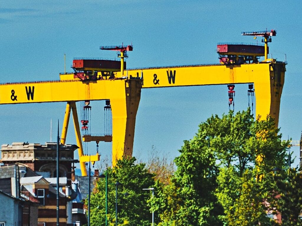 Samson and Goliath the iconic yellow construction cranes that loom over Belfast Harbour.