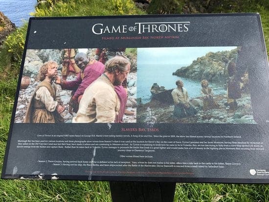 Slavers bay sign at Murlough Bay Game of Thrones