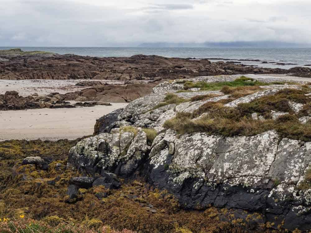 A beautiful beach in Donegal along the shore line rocks, not a tourist trap in Ireland