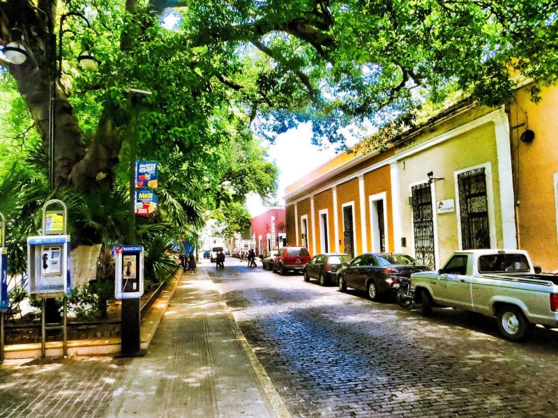 Things to do in Merida walk in Santa Lucia Parque with its colourful houses