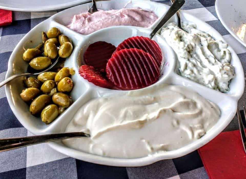 platter of traditional mezes in Cyprus