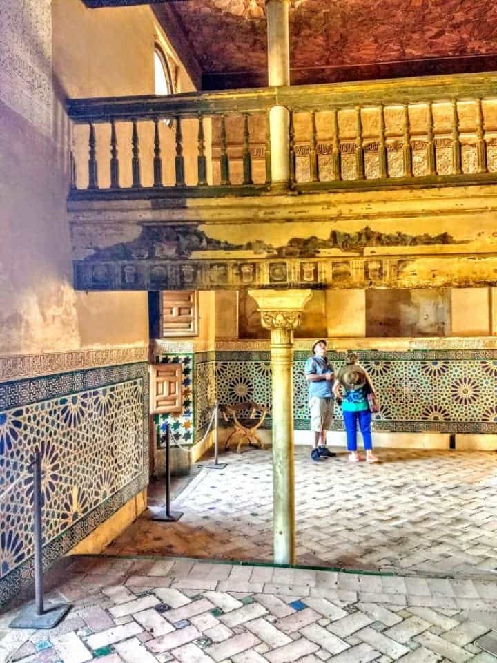 entry way into the Nasrid Palaces showing the Muslim architecture of the Alhambra Palace Granada