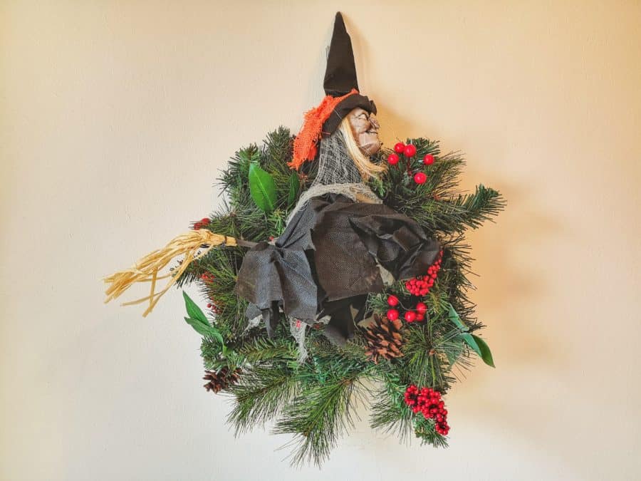 La Befana the witch wreath celebrating the season of light