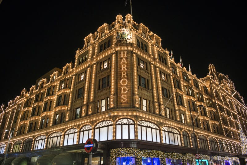 Spending Christmas in London shopping at Harrods