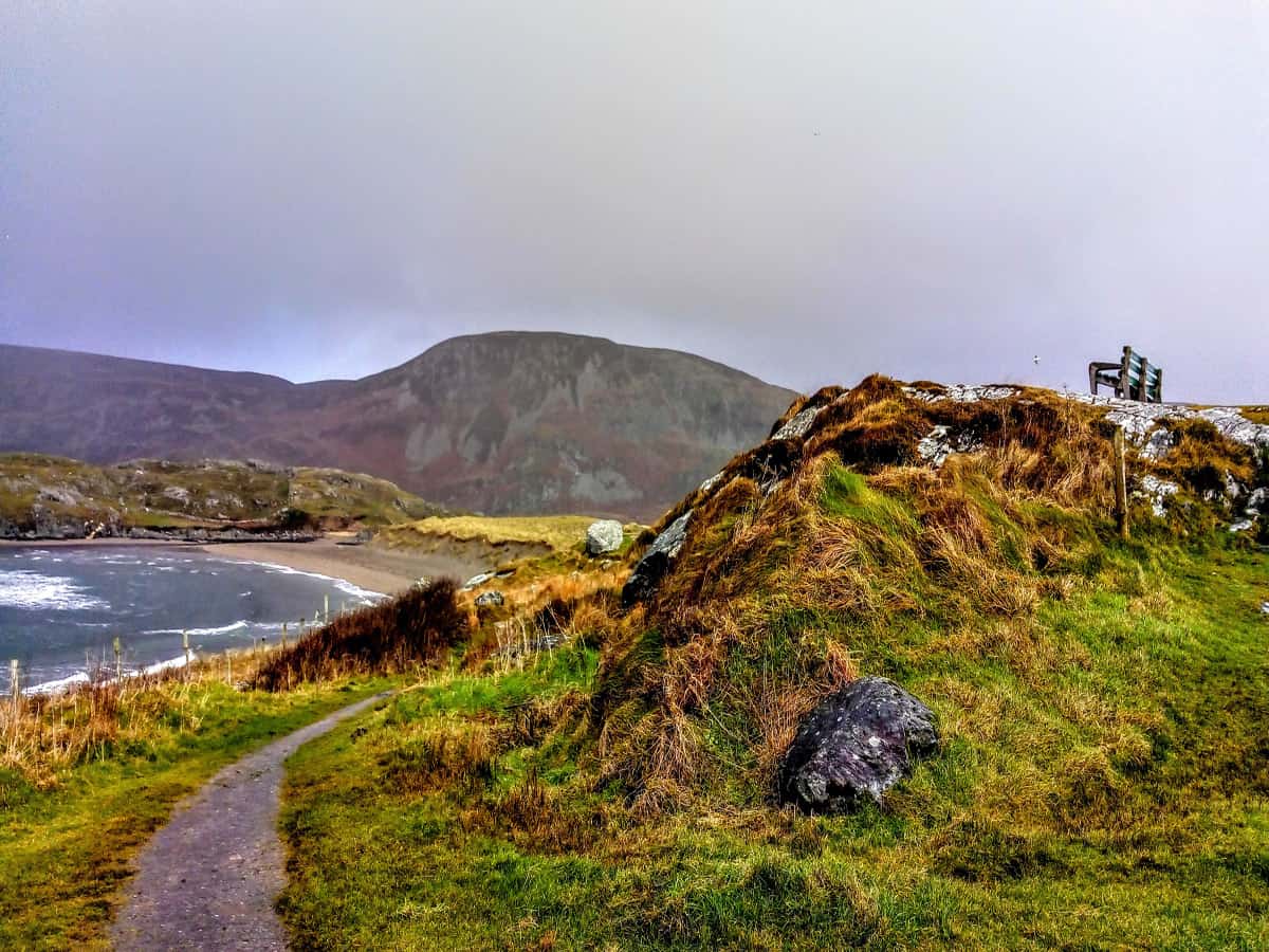 Ireland best beaches view of Silver Strand from the road in Glencolmcille Donegal