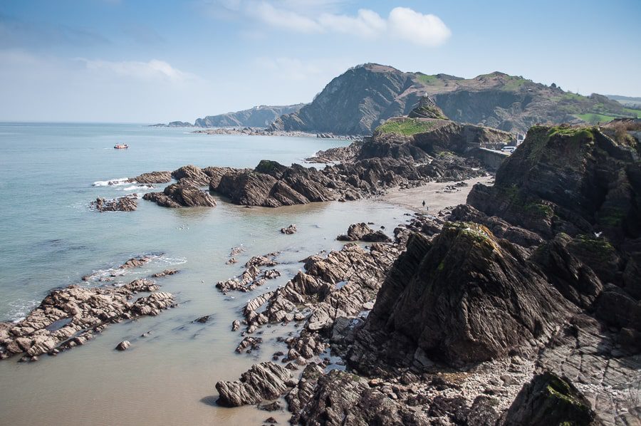 a rocky beach in Ilfracombe a British seaside holiday