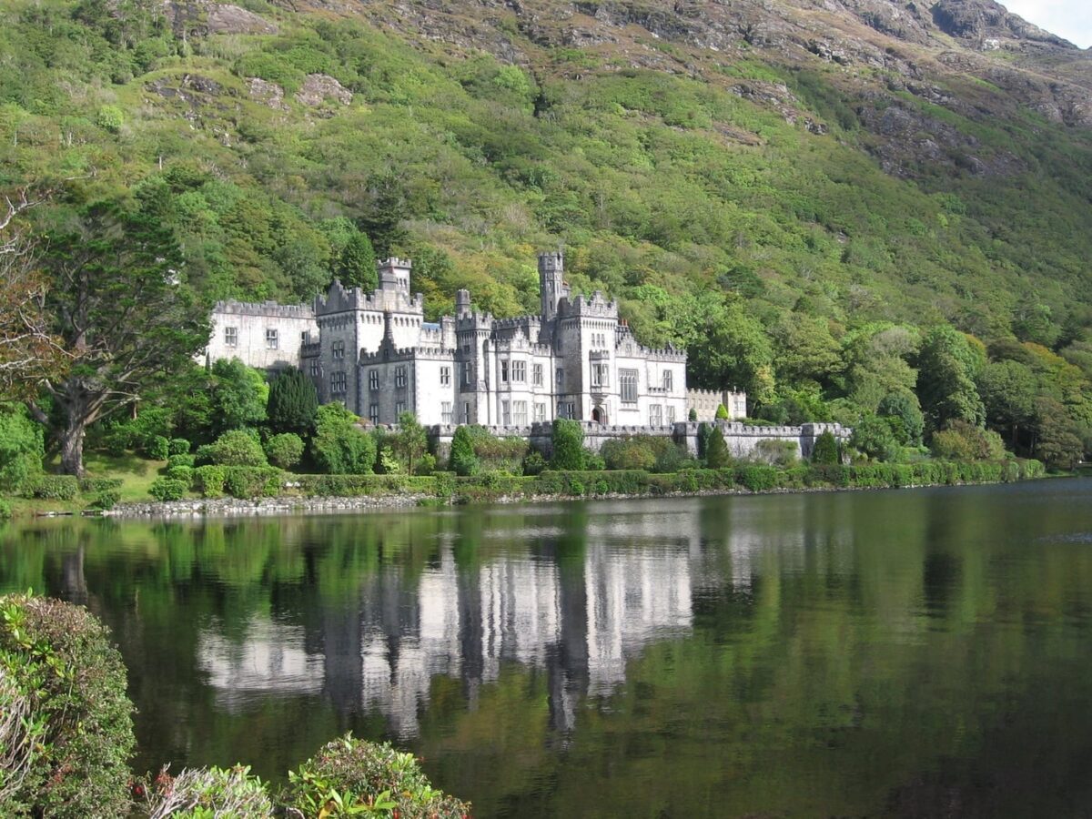 Kylemore Abbey reflected in the loch before it