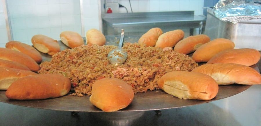 Turkish street food buns stuffed with meat