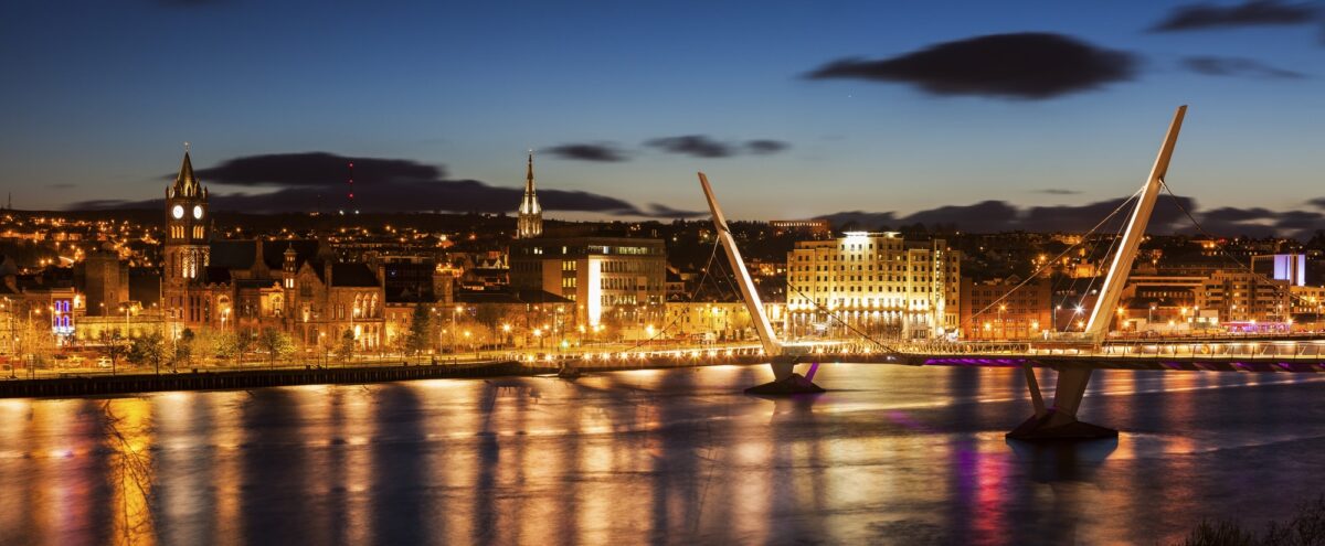 Peace Bridge in Derry. Derry, Northern Ireland, United Kingdom.