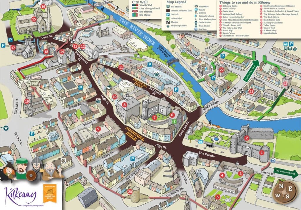 Graphic map of the Medieval Mile in Kilkenny