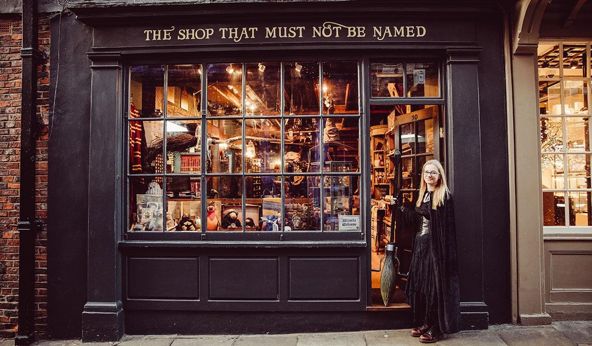 shop front in the Shambles of the Shop That Must Not Be Named from Harry Potter