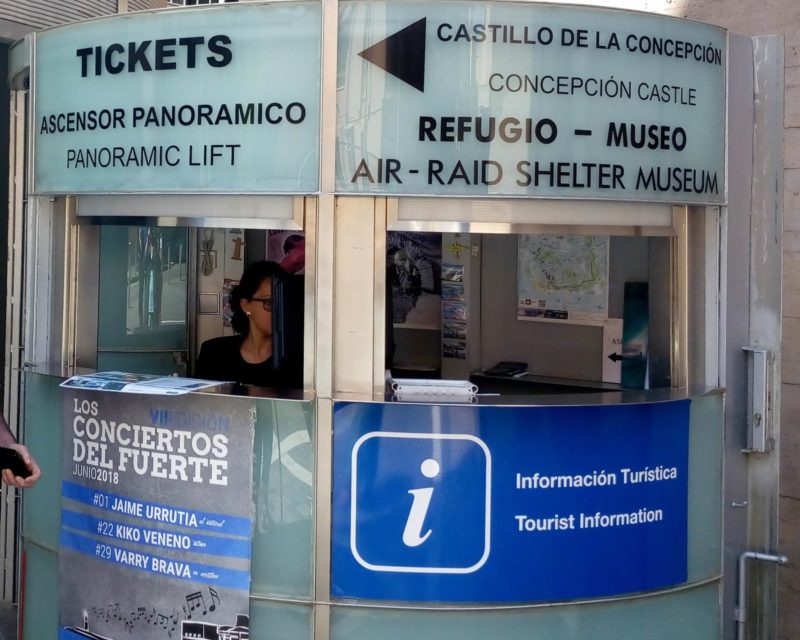 ticket booth for castillo and civil war refugio cartagena spain