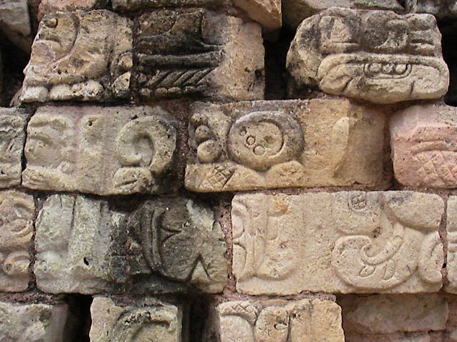 mayan art and graphics on stone in the museum in Campeche