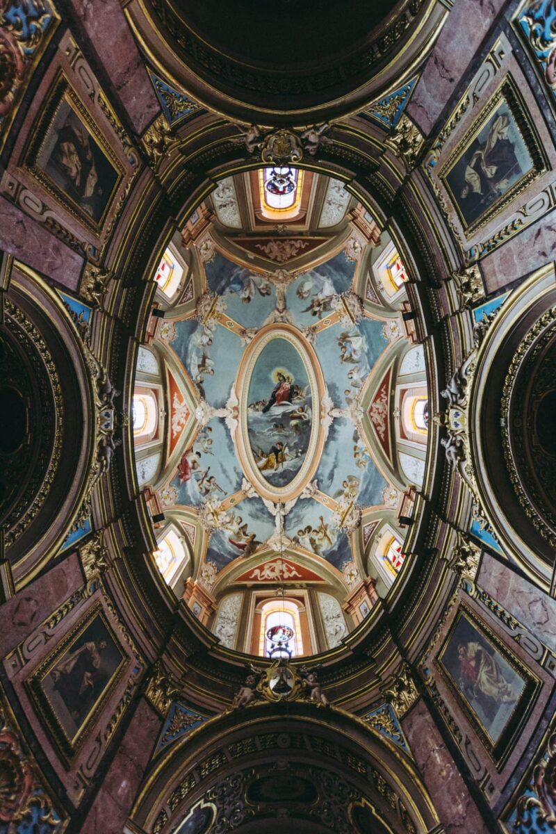 painted ceilings of the Cathedral in the Mdina of Malta