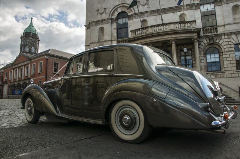 beautiful old car in Dublin getting ready for a road trip around Ireland