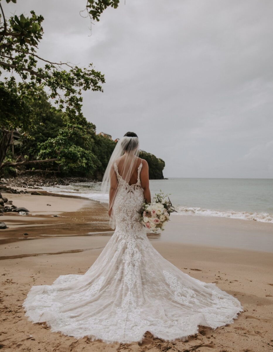 bride on the shore of an Irish lake