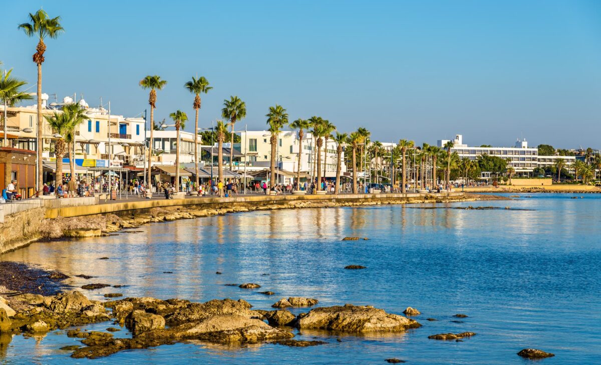 View of embankment at Paphos Harbour - pros and cons of living in Cyprus