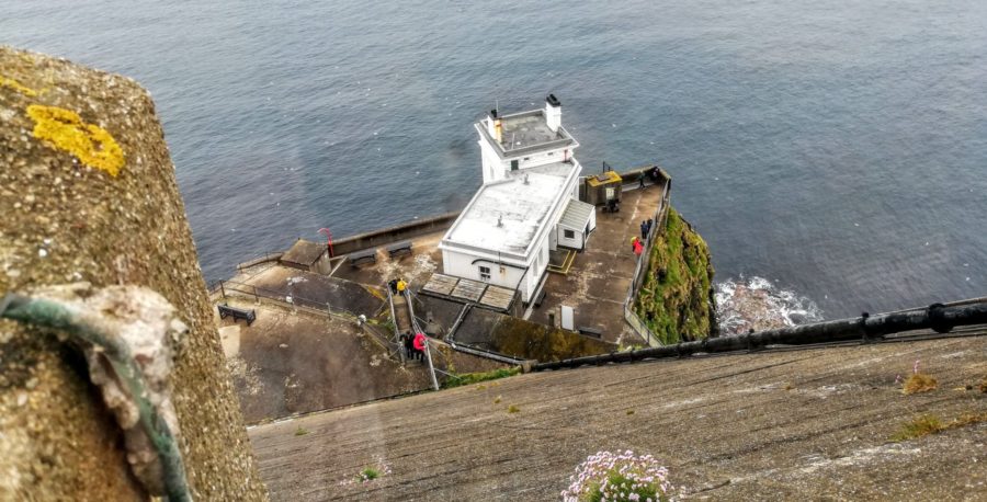 its a hell of a long way down to the upside down lighthouse on Rathlin Island to see puffins