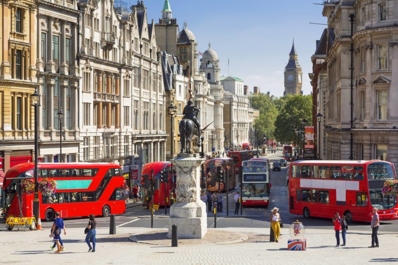 Hidden gems of London view from Trafalgar square to Big Ben