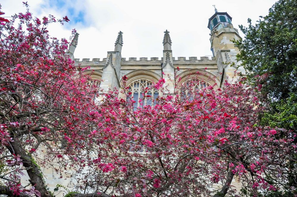 Eton College Chapel in spring, UK