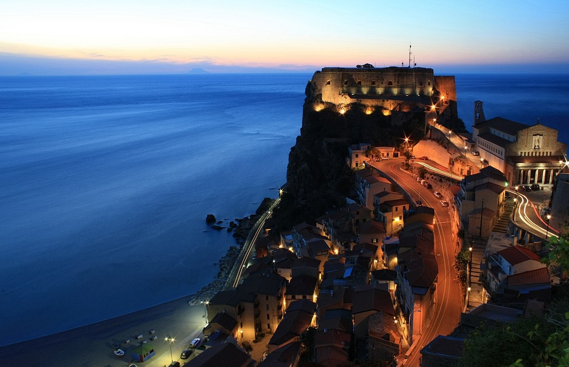 Ruffo Castle at sunset in Southern Italy Calabria