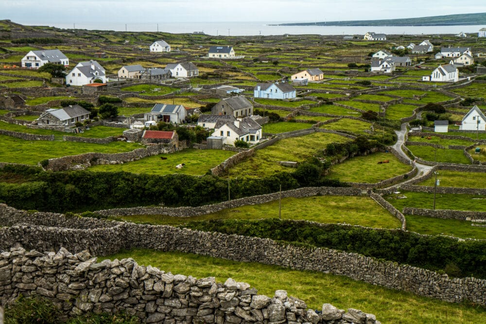 View of the stone walls of Ireland, an Irish landmark 