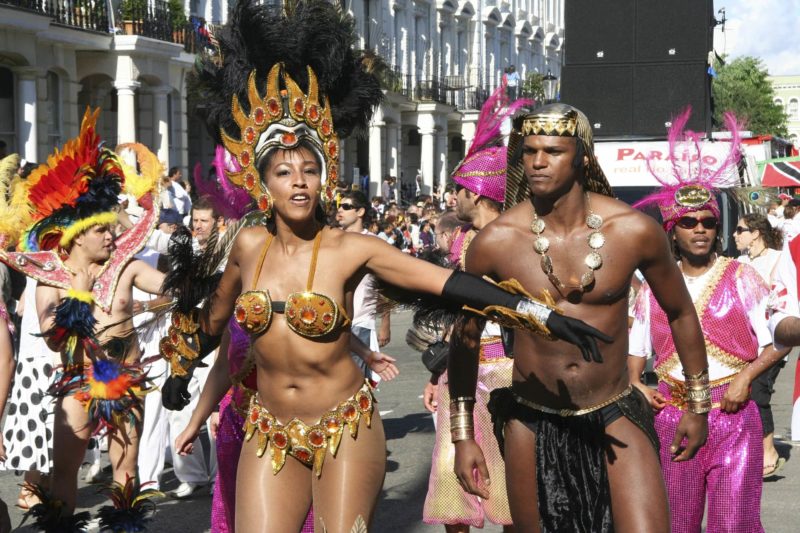 Performers take part in the second day of Notting Hill Carnival, largest in Europe. Carnival takes place over two days in every August.