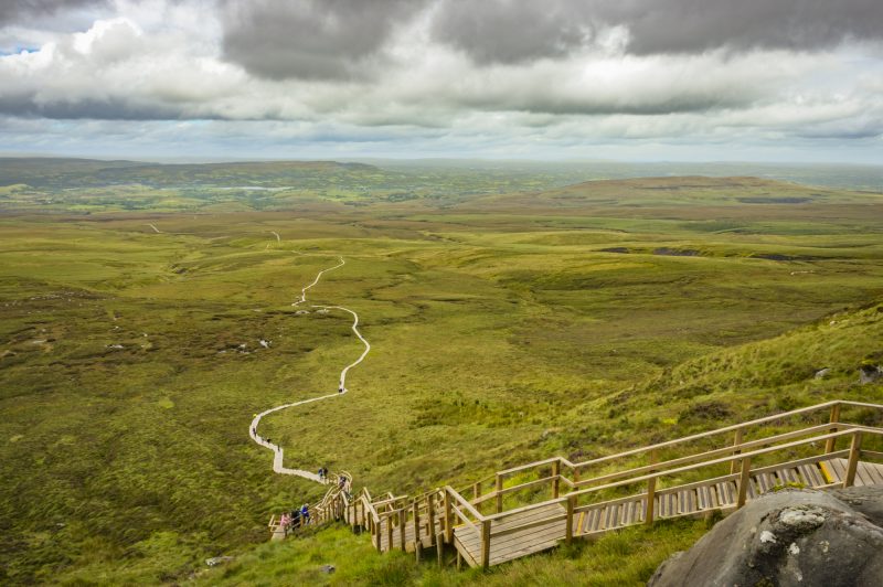 View of The Stairway to Heaven at Cuilcagh mountain from the top