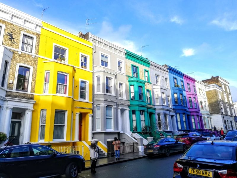 What to do in Notting Hill some of the prettiest streets in London with colourfully painted houses