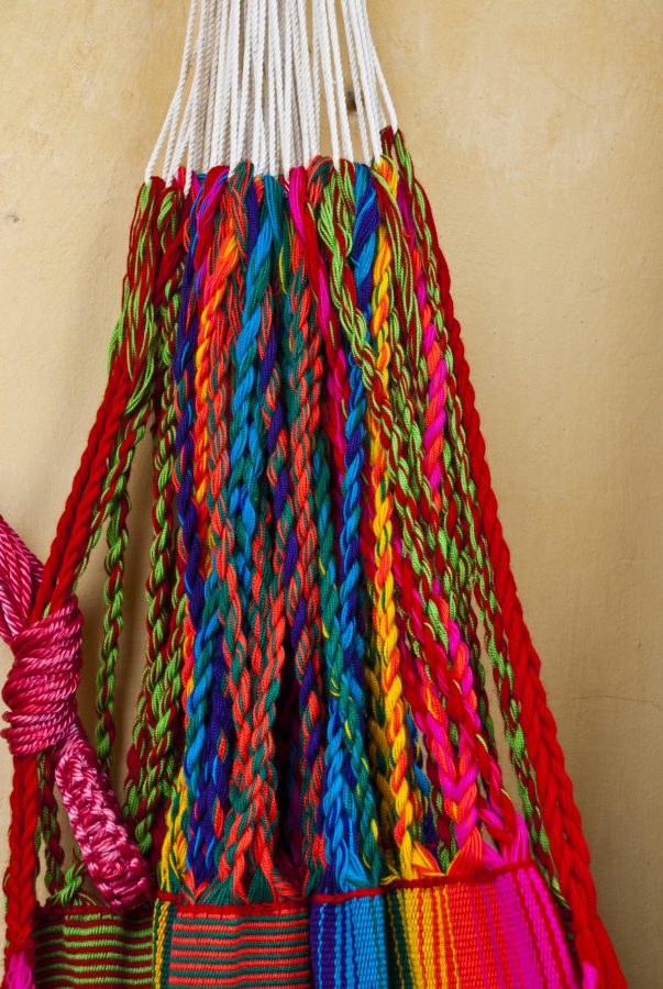 end strings of hammocks from Mexico, really bright braided strings of colour