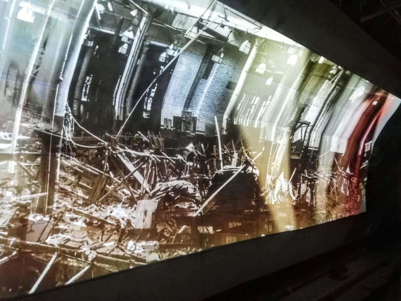 Mail Rail at the London Postal Museum a video projection onto the tunnel walls
