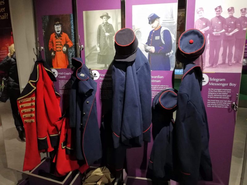 dressing up in old postal museum uniforms