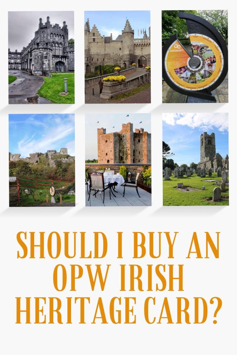 Collage of Irish landmarks and an Irish Heritage Card, questioning the purchase of an OPW Irish Heritage Card.