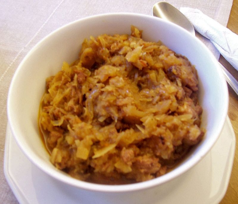 a bowl of Bigos as served in Poland