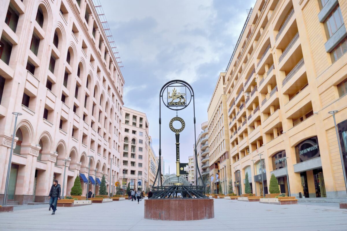 Northern Avenue in Yerevan Armenia the shopping precinct is beautiful with white stoned buildings