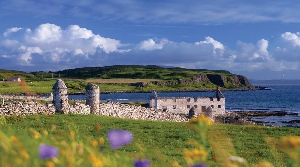 Rathlin island ruins Ireland where Robert the Bruce took refugee the Ulster Scots